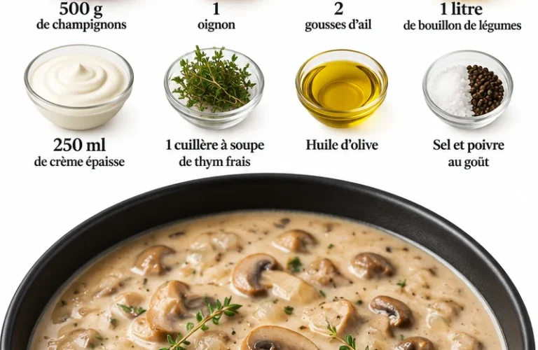 Bol de crème de champignons crémeuse et savoureuse pour un plat réconfortant