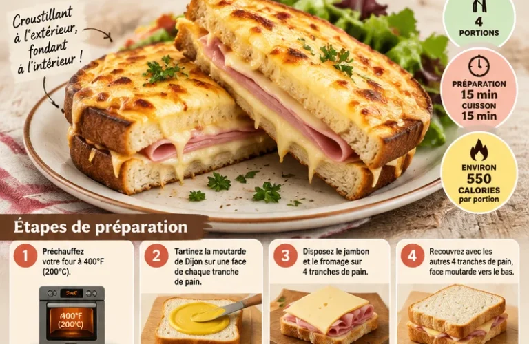 Recette de Croque Monsieur - Sandwich au jambon et fromage par Manuela