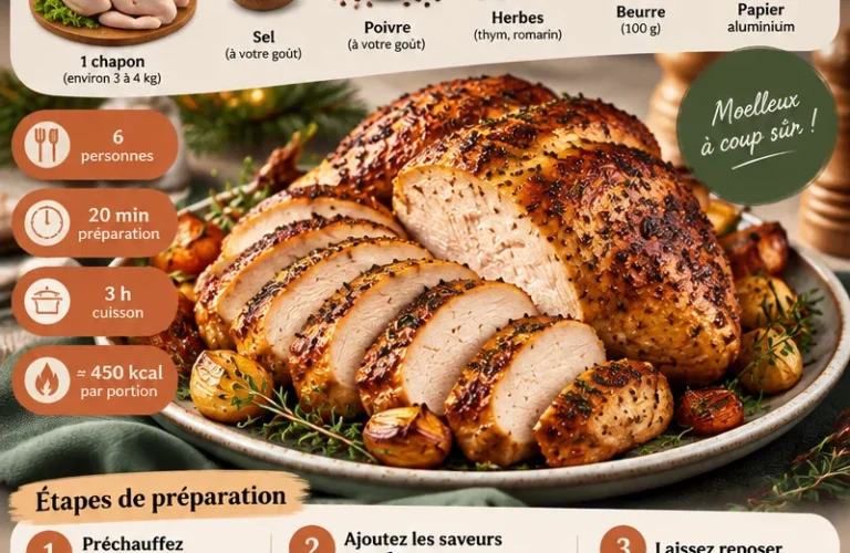 Chapon rôti à la cuisson parfaite pour un plat moelleux et gourmet