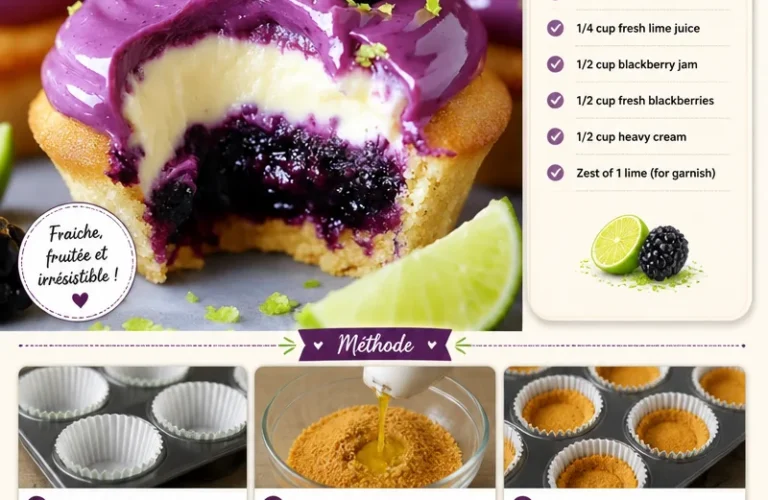 Cupcakes au cheesecake myrtille-lime, dessert délicieux et facile à préparer