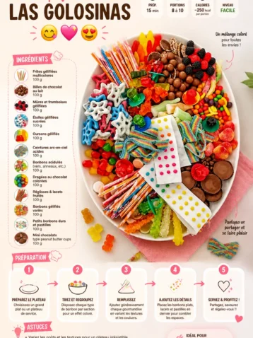 Un assortiment de friandises sucrées et colorées pour les gourmands.