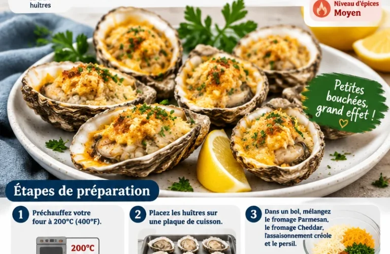 Huîtres cuites prêtes à être servies avec une sauce délicieuse