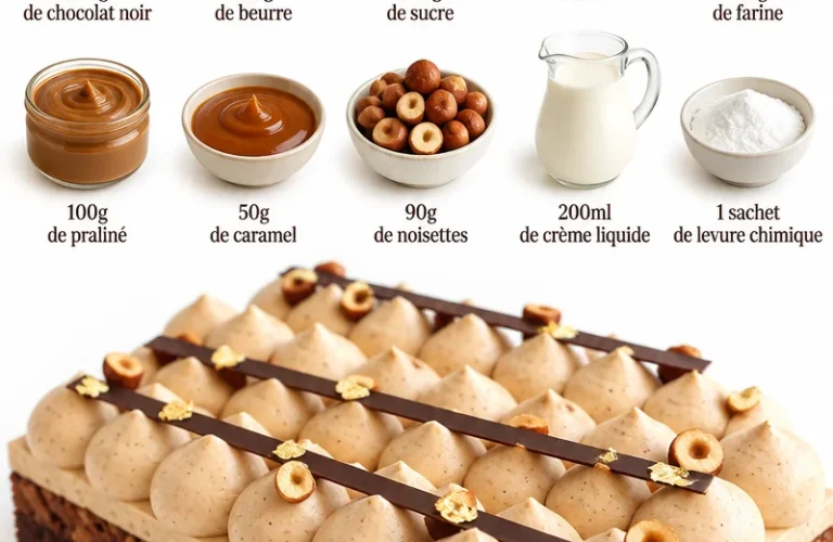 Entremets praliné chocolat avec croustillant, un dessert irrésistible et savoureux.