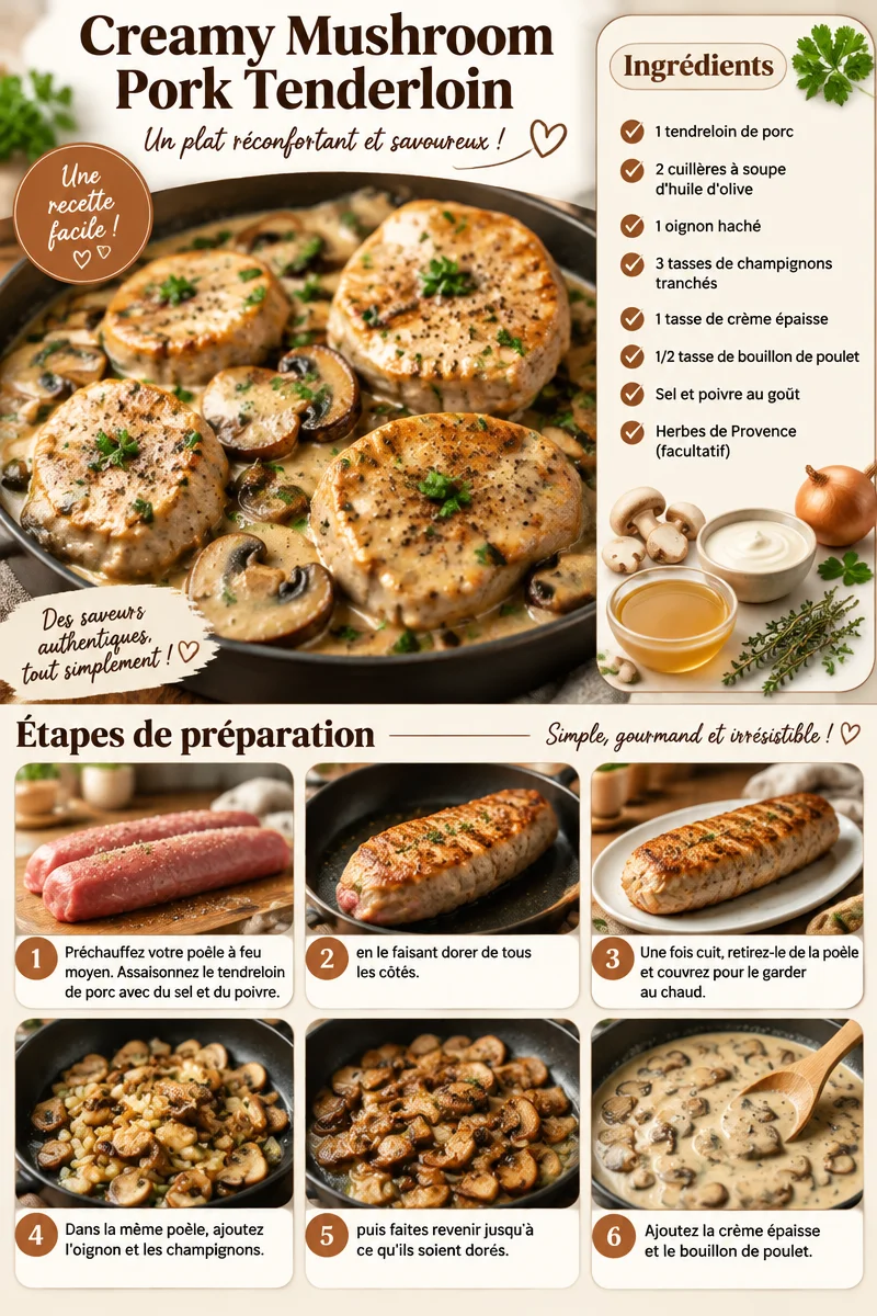 Filet mignon de porc aux champignons crémeux