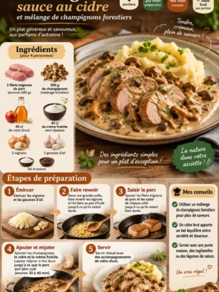 Filet mignon avec sauce au cidre et champignons forestiers