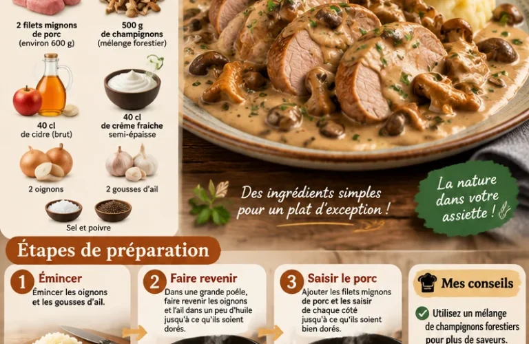 Filet mignon avec sauce au cidre et champignons forestiers
