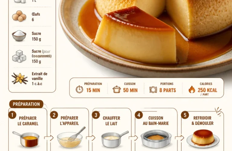 Délicieux flan au caramel, dessert crémeux et sucré, servi dans un plat élégant.