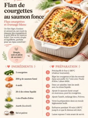 Flan de courgettes au saumon fumé, une recette gourmande et légère.