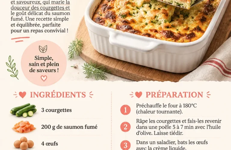 Flan de courgettes au saumon fumé, une recette gourmande et légère.