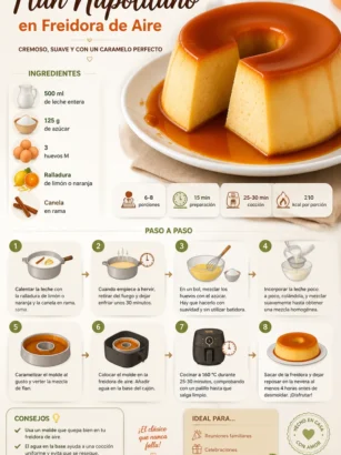 Flan Napolitain préparé à la friteuse à air, un dessert crémeux et délicieux.