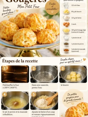 Gougères croustillantes, amuse-bouche au fromage français, recette délicieuse.