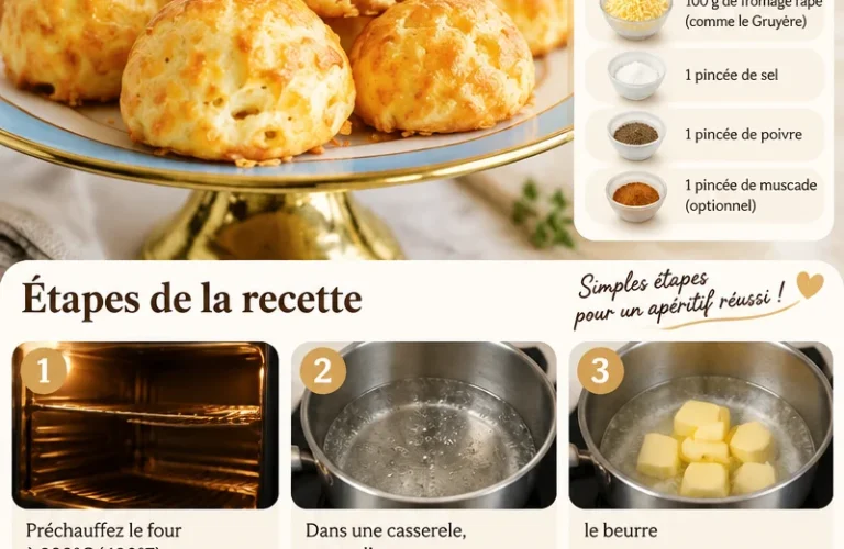 Gougères croustillantes, amuse-bouche au fromage français, recette délicieuse.