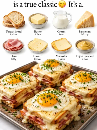 Croque Madame: jambon, fromage et sauce crémeuse, parfait pour le brunch