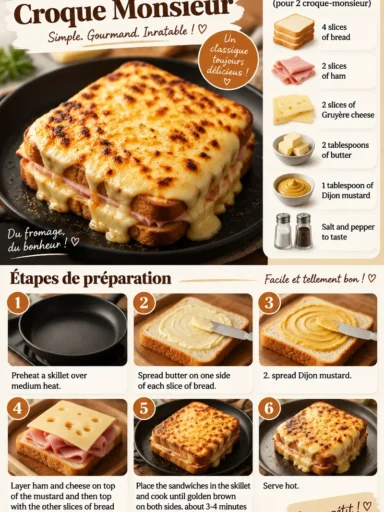 Un délicieux Croque Monsieur parfaitement grillé et doré.