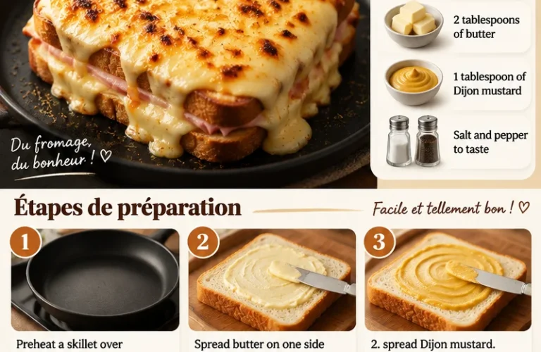 Un délicieux Croque Monsieur parfaitement grillé et doré.