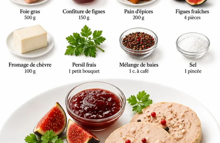 Assiette de foie gras avec accompagnements pour un repas de Noël festif