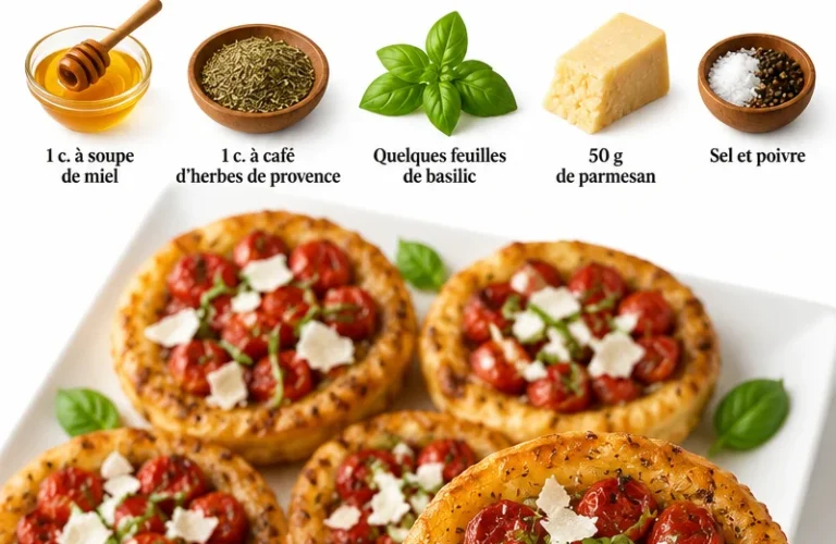 Mini tatins tomate garnies de tomates cerise, idéales pour un apéro dînatoire