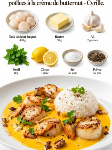 Noix de saint Jacques poêlées à la crème de butternut par Cyrille LA CUISINE