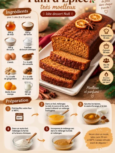 Pain d'Épice moelleux, un dessert traditionnel de Noël aux épices