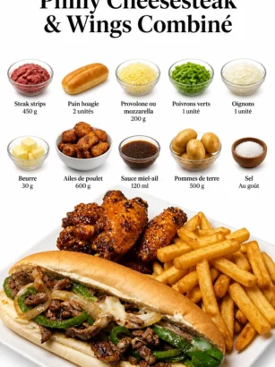Philly Cheesesteak et ailes savoureuses sur une assiette