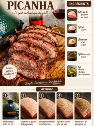 Picanha délicieuse grillée, plat typique brésilien, présenté sur une assiette appétissante.