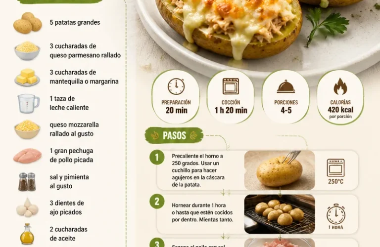 Pomme de terre rôtie farcie au poulet, un plat délicieux et réconfortant.