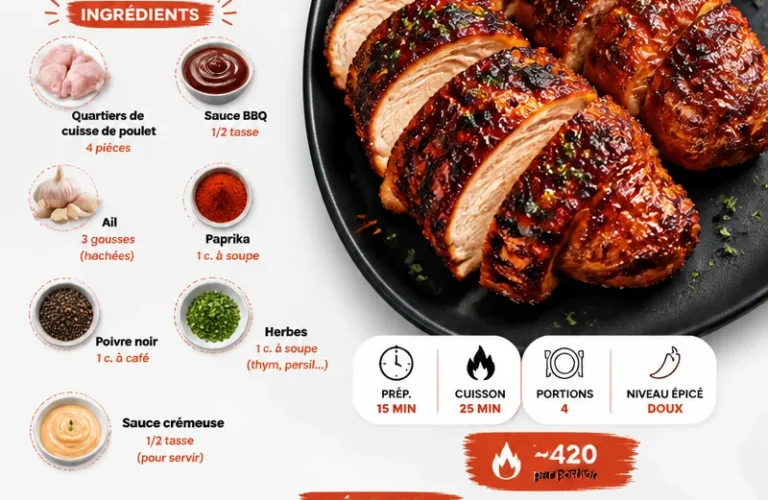 Poulet BBQ juteux grillé, prêt à être servi au barbecue