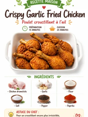 Recette de poulet frit à l'ail croustillant, croustillant à l'extérieur et juteux à l'intérieur.