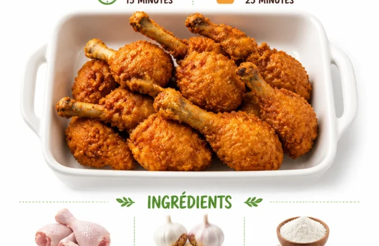 Recette de poulet frit à l'ail croustillant, croustillant à l'extérieur et juteux à l'intérieur.
