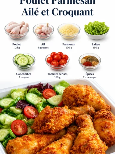 Poulet Parmesan Ailé et Croquant, plat savoureux et croustillant