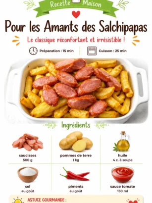 Assiette de salchipapas avec des saucisses et des frites dorées