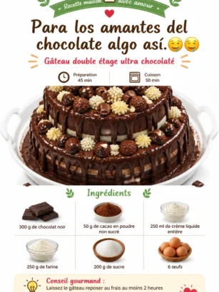 Délice au chocolat pour les amoureux du chocolat avec des ingrédients gourmands.