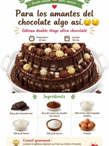 Délice au chocolat pour les amoureux du chocolat avec des ingrédients gourmands.