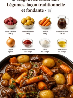 Ragoût de bœuf aux légumes traditionnels, plat savoureux et fondant