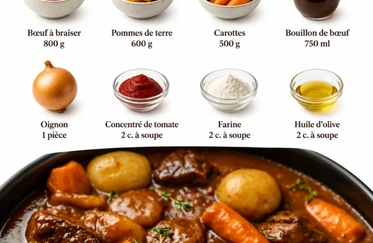 Ragoût de bœuf aux légumes traditionnels, plat savoureux et fondant