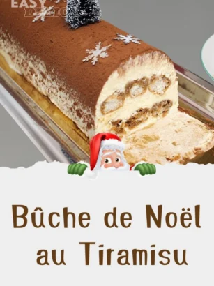 Bûche de Noël façon tiramisu, un dessert festif et savoureux pour Noël.