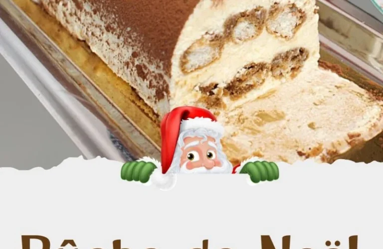 Bûche de Noël façon tiramisu, un dessert festif et savoureux pour Noël.