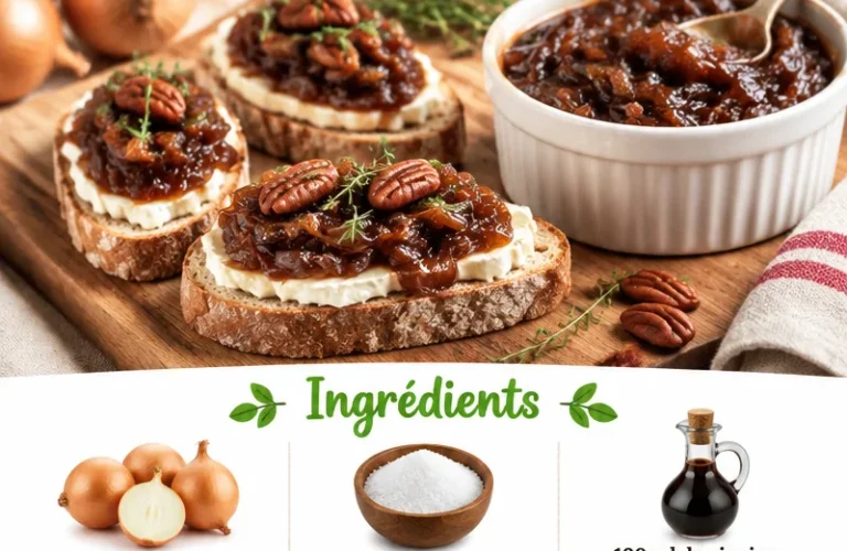 Recette facile de confit d'oignon maison avec des ingrédients frais.