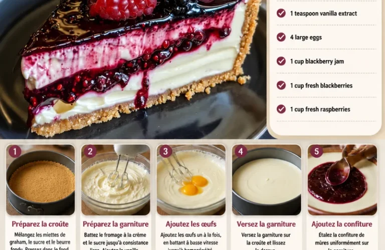Cheesecake aux mûres et framboises, dessert gourmand et coloré