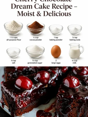 Gâteau Rêve de Chocolat Cerise moelleux et délicieux sur une assiette