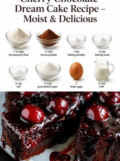 Gâteau Rêve de Chocolat Cerise moelleux et délicieux sur une assiette