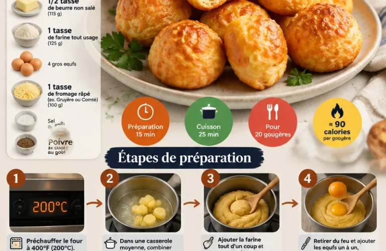 Gougères - Choux au fromage français classiques dorés et gonflés au four