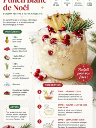 Punch de Noël Blanc, boisson festive pour les célébrations de fin d'année.