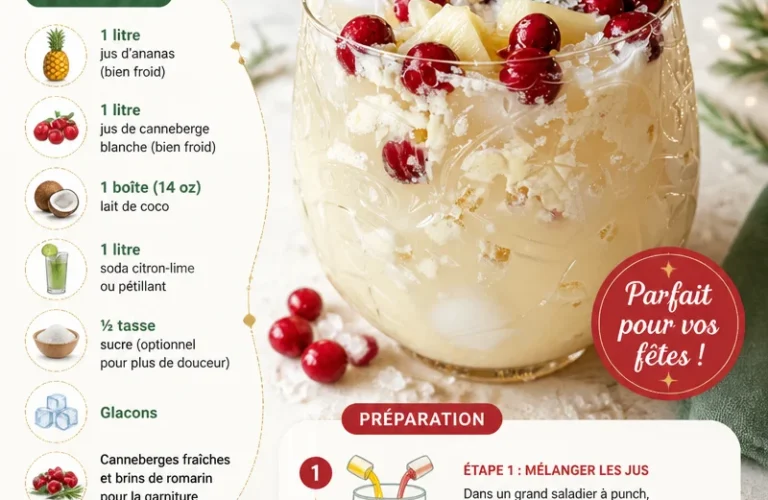 Punch de Noël Blanc, boisson festive pour les célébrations de fin d'année.
