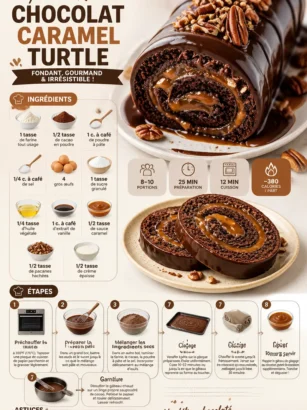Roulé au gâteau au chocolat caramel collant en forme de tortue