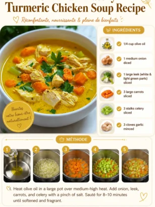 Recette de soupe au poulet au curcuma pour bienfaits anti-inflammatoires