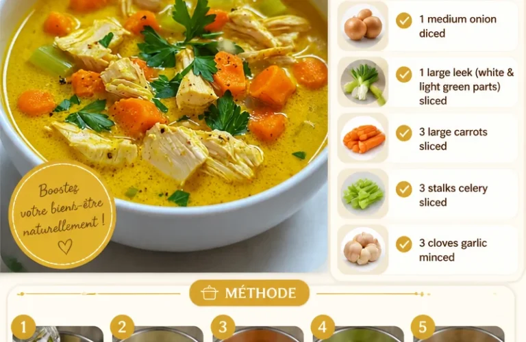 Recette de soupe au poulet au curcuma pour bienfaits anti-inflammatoires