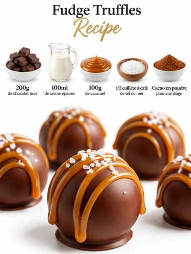Recette de truffes caramel salé délicieuses avec ingredients et étapes de préparation