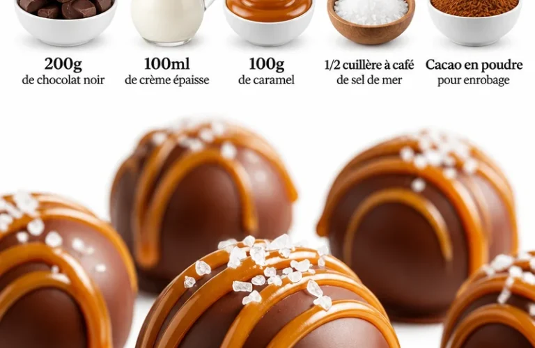 Recette de truffes caramel salé délicieuses avec ingredients et étapes de préparation