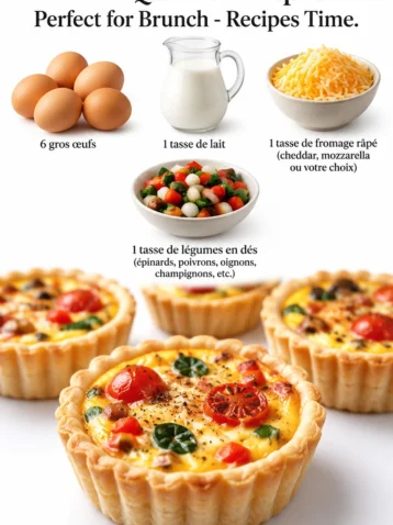 Mini quiches colorées, idéales pour un brunch savoureux.